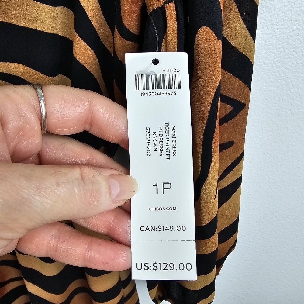 Chico's Tiger Print Maxi Dress NWT - Picture 7 of 16